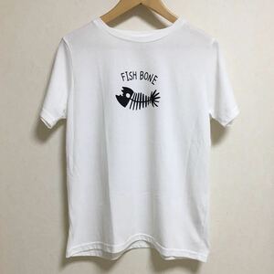 送料込 バナナフィッシュ FISH BONE プリントT レディースL メンズSほど USED BANANA FISH Tシャツ 半袖 アメカジ 古着 アッシュリンクス