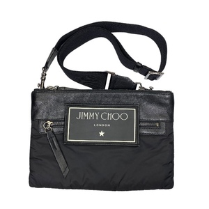 JIMMY CHOO ジミーチュウ ショルダーバッグ クロスボディバッグ KIMI クラッチ 2way 肩掛け 斜め掛け ロゴ ナイロン レザー ブラック