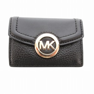 マイケルコース MICHAEL KORS 三つ折り財布 ウォレット ロゴ レザー 黒 ブラック /HO● レディース