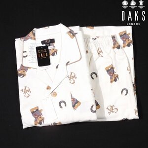 新品1円～★定価1.7万 DAKS LONDON ダックス ロンドン 日本製 メンズ 秋冬 長袖 長ズボン 起毛 ネル生地 パジャマ M テディベア ◆3981◆