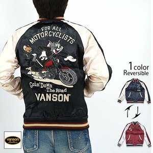 vanson×TOM＆JERRYコラボ リバーシブルスカジャン◆vanson ブラックMサイズ TJV-2339 バンソン ヴァンソン トムとジェリー 刺繍