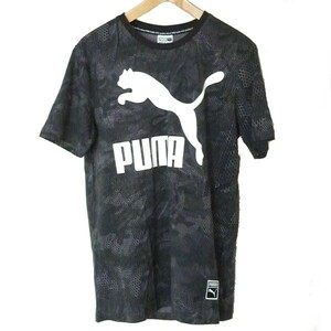 新品未使用●送料無料◆(M)プーマ PUMA 黒ビッグロゴTシャツ/サラサラコットン