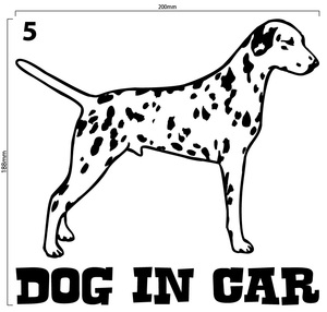 自作カッティングステッカー DOG IN CAR / ドッグインカー パターン 5 188×200mm ネコポス対応可 ステッカー 商品同梱可 新品[S-202]