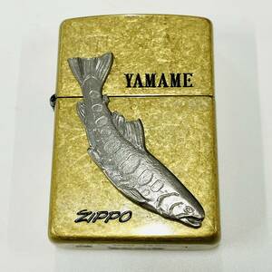 B047-Z16-108 ▲【未使用】zippo ジッポ YAMAME ヤマメ オイルライター ケース付き USA 3Dデザイン ゴールド×シルバー 喫煙具 ライター