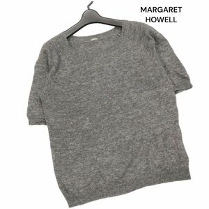 MARGARET HOWELL マーガレットハウエル 春夏 麻 リネン♪ 半袖 サマー ニット カットソー セーター Sz.F　レディース 日本製　K4T00680_5#D