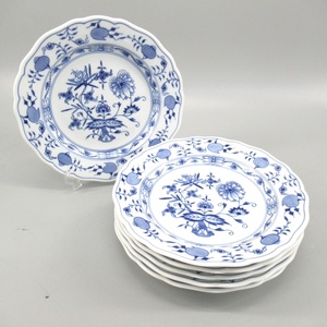 1円〜 Meissen マイセン ブルーオニオン 20cm プレート 6枚 320-3267261【O商品】