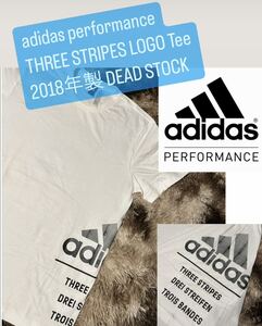 廃盤 デッドストック 新品未使用 2018年製【adidas performance LOGO ビッグロゴ Tシャツ 白 XOサイズ】superstar stansmith france eqt