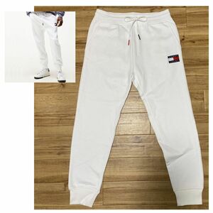 USA仕様 【XL】 TOMMY HILFIGER トミーヒルフィガー TJ BADGE ヘビーウェイト ジョガー スウェットパンツ 白 ブライトホワイト (R4F-6)