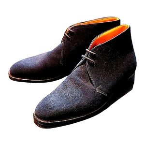 クロケット&ジョーンズ チャッカブーツ ウーバン スエード メンズ ネイビー 7E CROCKETT&JONES WOBURN 約25.0cm【LA】【中古】