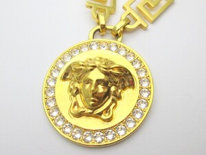 1000円スタート ネックレス VERSACE ヴェルサーチ クリスタル ラ メドゥーサ ラインストーン ゴールドカラー アクセサリー 装飾品 WHO H758