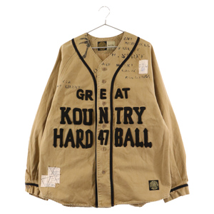 KAPITAL キャピタル CHINO GREAT KOUNTRY DAMAGED BASEBALL L/S SHIRT EK-1554 チノ 長袖ベースボールシャツ ブラウン