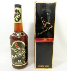 1000円スタート 酒 BOURBON WHISKEY FIGHTING COCK 15年 750ml 51.5％ ファイティングコック バーボン 未開栓 箱付 10 酒U514