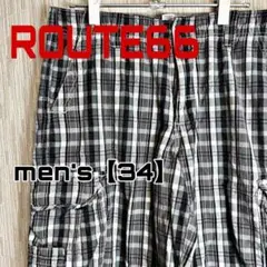 AB54【ROUTE66】チェックハーフパンツ【メンズ34インチ】