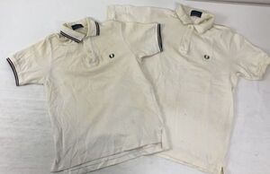 フレッドペリー FRED PERRY オールド トラッド レトロ 古着 鹿の子 ポロシャツ 2点セット メンズ 日本製 綿100% L・S 白 ジャンク