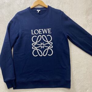 【極美品・現行】 LOEWE ロエベ メンズ アナグラム ビッグロゴ 刺繍 トレーナー スウェットクルーネック ネイビー Mサイズ