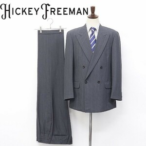 ◆HICKEY FREEMAN/ヒッキー フリーマン ストライプ柄 モヘヤ混 ダブル スーツ グレー