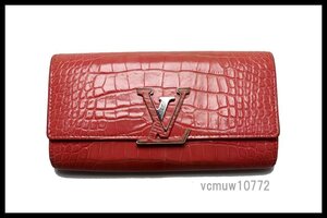 近年モデル希少美中古■LOUIS VUITTON ポルトフォイユカプシーヌ クロコダイル×レザー 2つ折り長財布 ルイヴィトン■0725db22104