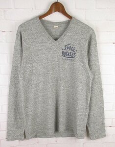 AT8308 THE FLAT HEAD フラットヘッド Vネック 長袖Tシャツ 40 グレー系