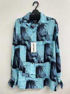 WACKO MARIA/BOB MARLEY / HAWAIIAN SHIRT L/S（BLUE）［ハワイアンシャツ-22秋冬］ [BOBMARLEY-WM-HI05]