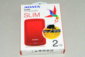 新品「ADATA HV300 External HDD　SLIM レッド」ポータブルHDD 2TB　通電確認済み