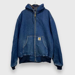 送料無料☆80s☆Carhartt☆デニムアクティブジャケット☆ブランケット☆XL相当