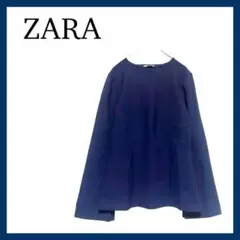 良品✨ZARA ザラ　カットソー　ブラウス　ビジネス　フォーマル　ネイビー