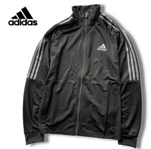 ▼E278新品【メンズL】 黒グレー adidas アディダス スリーライン ゴルフにオススメ トラックジャケット 薄手スリムフィット