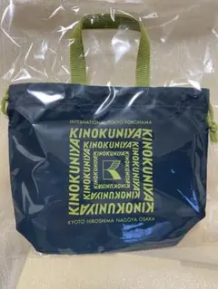 KINOKUNIYA 紀ノ国屋 手提げ巾着 グリーンxモスグリーン