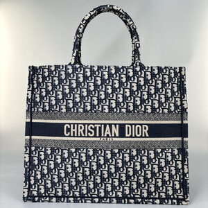 【新品未使用】Christian Dior クリスチャンディオール オブリーク ブックトート ラージ 正規品 レディース トートバッグ ネイビー 未使用