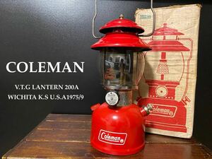 ビンテージ★コールマン/Coleman★ランタン/Lantern【200A★1975年9月】【PYREX☆グローブ★オリジナル元箱 有!】超希少！玉数無！☆美品☆