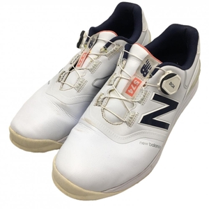 【美品】ニューバランス ゴルフシューズ 白×ネイビー UGB574 ボア メンズ 28.5 ゴルフウェア New Balance