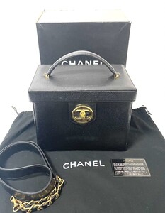 1円〜 CHANEL シャネル バニティバッグ チェーンショルダーバッグ ココマーク　2WAY キャビアスキン ブラック