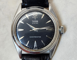 【a01】 TUDOR チュードル チューダー 手巻き オイスター デカ薔薇 黒文字盤 メンズ 腕時計 アンティーク ヴィンテージ