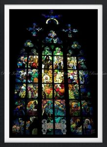 ミュシャの窓 絵画 アルフォンス・ミュシャ プラハ聖ヴィート大聖堂 1930年代 【額縁印刷】壁紙ポスター 431×594mm 013SGF2