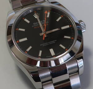 送料無料◆ROLEX MILGAUSS / ロレックス・ミルガウス REF.116400 M番 黒文字盤 内外箱・保証書・日ロレOH済国サ保カード・納品書等付属◆