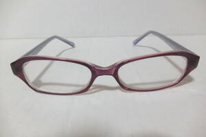 中古・良品 【伊達メガネ】　だて 眼鏡　ファッション　ピンク色かかったクリアっぽい紫色　水玉