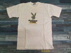 PLAYBOY プレイボーイ レディース プリント 半袖Tシャツ L オフホワイト