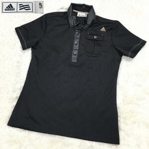 adidas GOLF アディダスゴルフ スポーツウェア ゴルフウェア 半袖ポロシャツ 刺繍ワンポイント レディース サイズS 黒