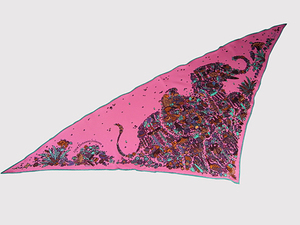 ◆白金アンリ◆エルメス◆三角スカーフ◆ピンク×緑◆シルク◆