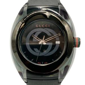 GUCCI グッチ YA137107A/137.1 クォーツ 稼働品 ブラック×赤×緑 シェリーライン W0927S27US