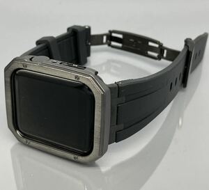 4スクリュー　ブラック アップルウォッチバンド ラバーベルト Apple Watch ultra ウルトラ ケース　カバー　40mm 41mm 44mm 45mm 49mm