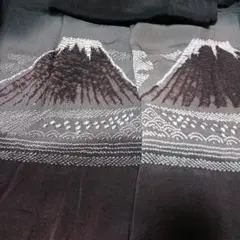 富士山刺繍の黒い絞り帯 約60cm 全長320cm