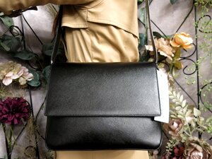 ●未使用 保管品●Salvatore Ferragamo フェラガモ●ガンチーニ●サフィアーノ レザー 本革●ショルダー バッグ●黒●G金具●収納●Js53035