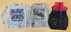 【used】 ロンT 長袖Tシャツ2枚とライトオンウィンドブレーカー1枚の3点セット_140cm★男の子★トップス_キッズ_子供服【送料無料】