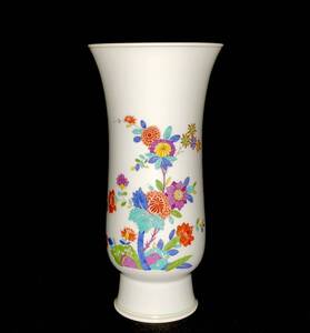 Meissen マイセン/※ 1級品 上級作品 柿右衛門様式 昆虫 23cm 大型花瓶 美品