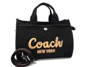 1円 COACH コーチ CP158 カーゴ トート 26 キャンバス 2WAY トート ショルダーバッグ クロスボディ 斜め掛け ブラック系 FG2631