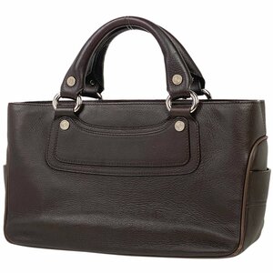 セリーヌ CELINE ブギーバッグ ブラゾン ロゴ トートバッグ ハンドバッグ レザー ダークブラウン レディース 【中古】