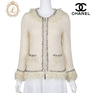 【返品可】CHANEL シャネル ココマーク カシミヤ カーディガン 34 アイボリー ニット トップス 長袖 アウター ブランド アパレル