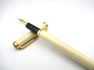 ☆MONTBLANC モンブラン NOBLESSE OBILIGE ノブレス オブリージュ 万年筆 ペン先 585 14金 14K K14 ホワイト系×ゴールド 中古 筆記用具☆