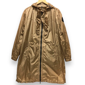 ▼美品【MONCLER】モンクレール SAUGE ラッフルデザイン ナイロンコート ベルト付き サイズ2 女性用 レディース ベージュ トップス RA7499